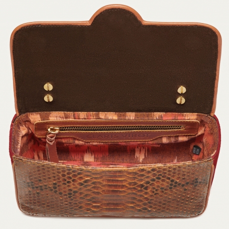 Sac Python Ava Medium Marron Moka Rouge Bordeaux