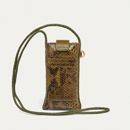 Etui à Telephone Double Marcus Python Kaki