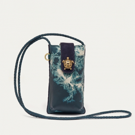 Navy T&D Leather Phone Bag Double Marcus