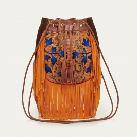 Sac à Franges Python Cheyenne Orange Brodé