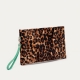 Leopard Leather Clutch Lou