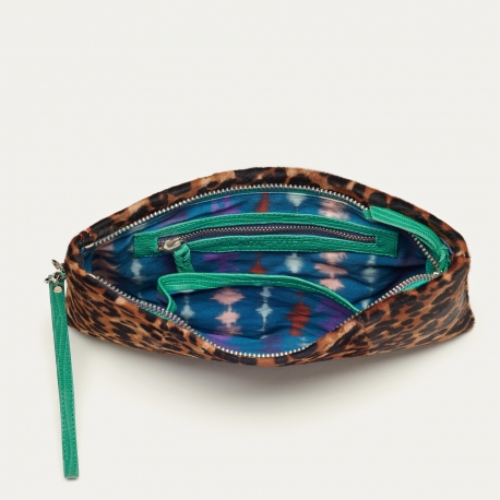 Leopard Leather Clutch Lou