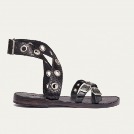 Black Python Laurette Sandals