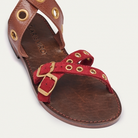 Sandales Python Laurette Chocolat Burgundy