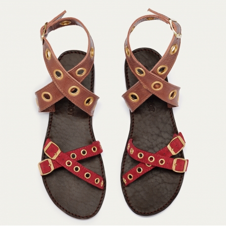 Sandales Python Laurette Chocolat Burgundy