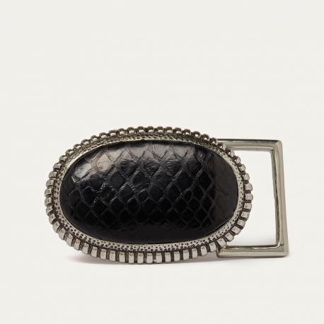 Black Python Dallas Silver Buckle