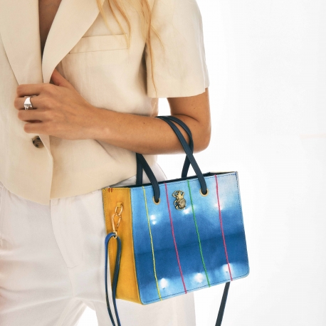 Mini Cabas Denim Archi Indigo Bogolan