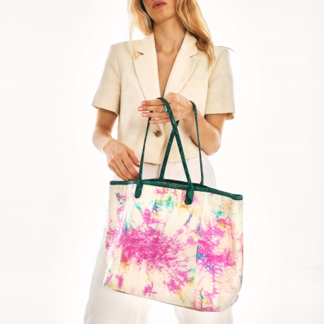 T&D Multicolor Python Tote Marny