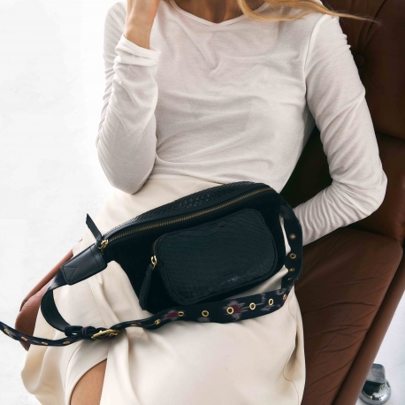 Sac Banane Python Romeo Noir