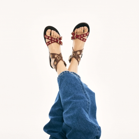 Chocolate Burgundy Python Laurette Sandals
