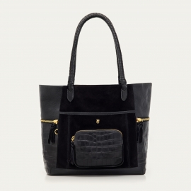 Liquorice Leather Hugo Tote Bag