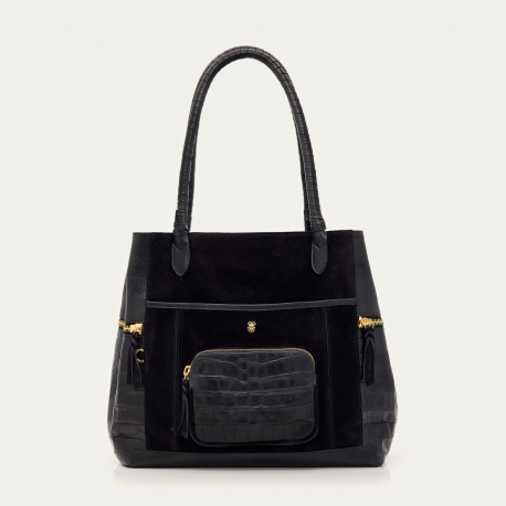 Liquorice Leather Hugo Tote Bag
