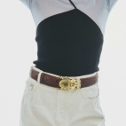 Ceinture Python Chocolat Boucle Beetle Dorée