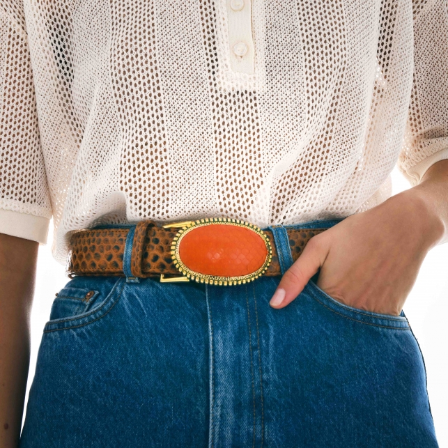 Ceinture Python Moka Boucle Dallas Orange