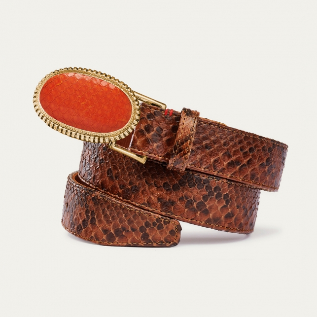 Ceinture Python Moka Boucle Dallas Orange