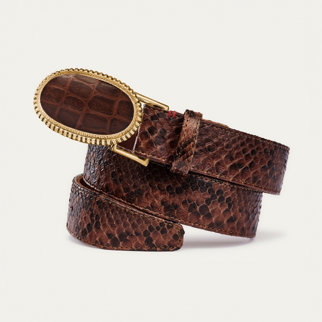 Ceinture Python Chocolat Dallas Croco