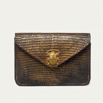 Old Gold Lizard Card Holder Alex