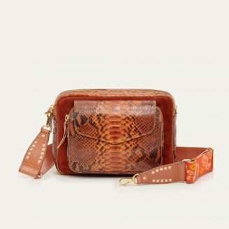 Moka Python Suede Bag Jumbo Charly