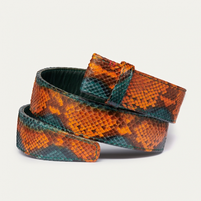 Ceinture Python Vert Orangé