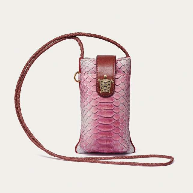 Etui à Telephone Double Marcus Python Rouge Bordeaux Délavé