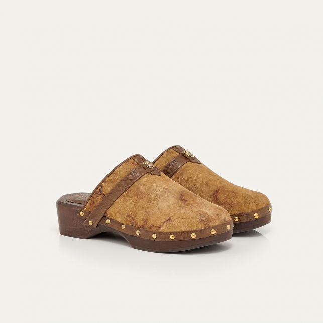 Sabot Arlette Cuir Kaki