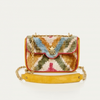 Sac Cuir Mini Ava Velours Losange