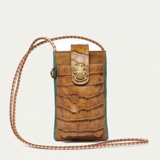 Tobacco Leather Phone Bag Double Marcus
