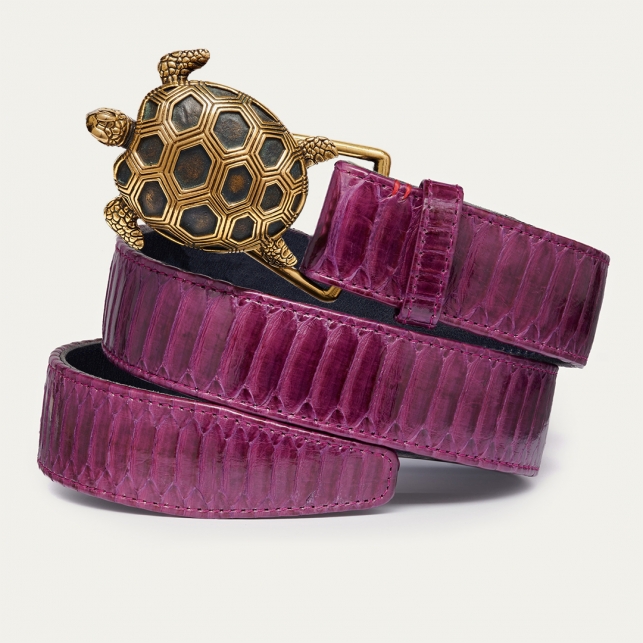 Violet Python Belt Gold Turtle Buckle