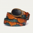 Ceinture Python Vert Orangé Dallas Noire