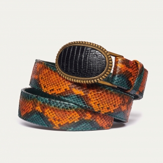 Ceinture Python Vert Orangé Dallas Noire