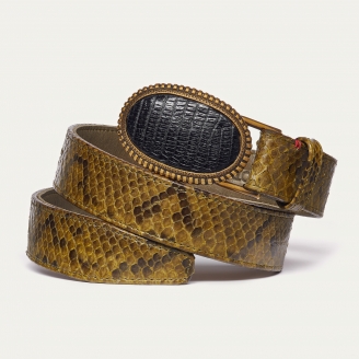 Ceinture Python Dark Kaki Dallas Noire