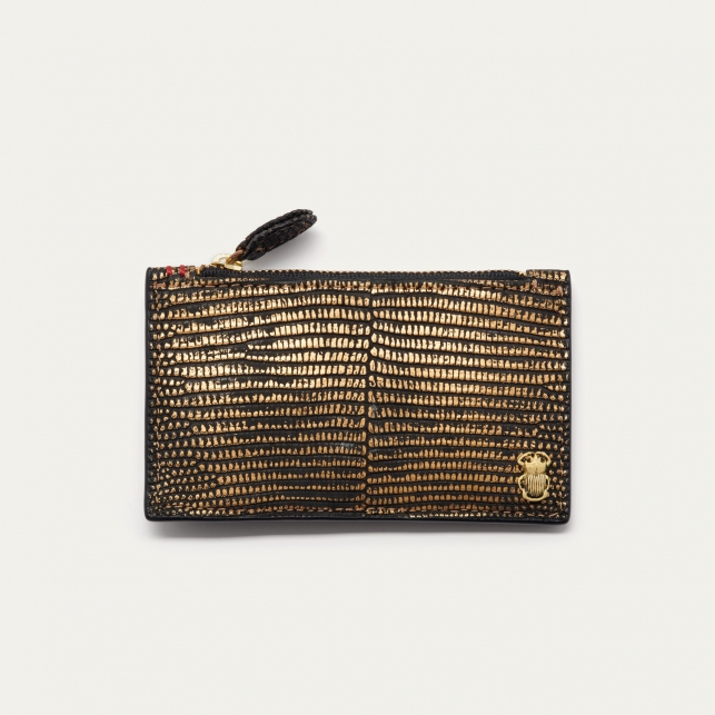 Old Gold Lizard Helena Card Holder