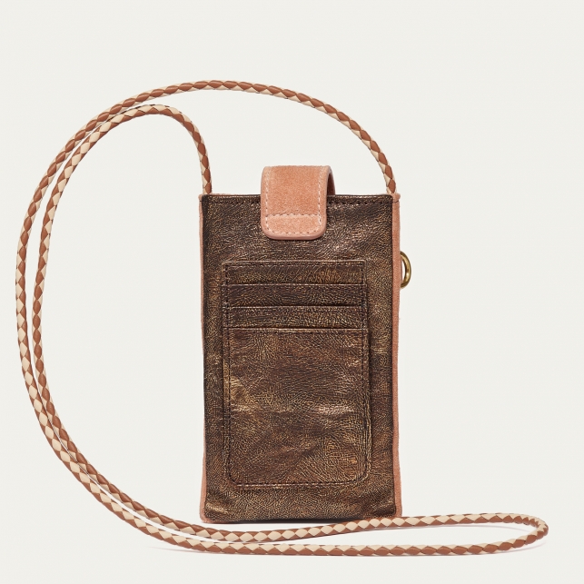 Golden Brown Leather Phone Bag Double Marcus