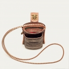 Golden Brown Leather Phone Bag Double Marcus