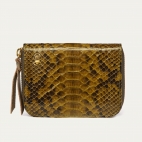 Dark Kaki Python Mini Bob Wallet 