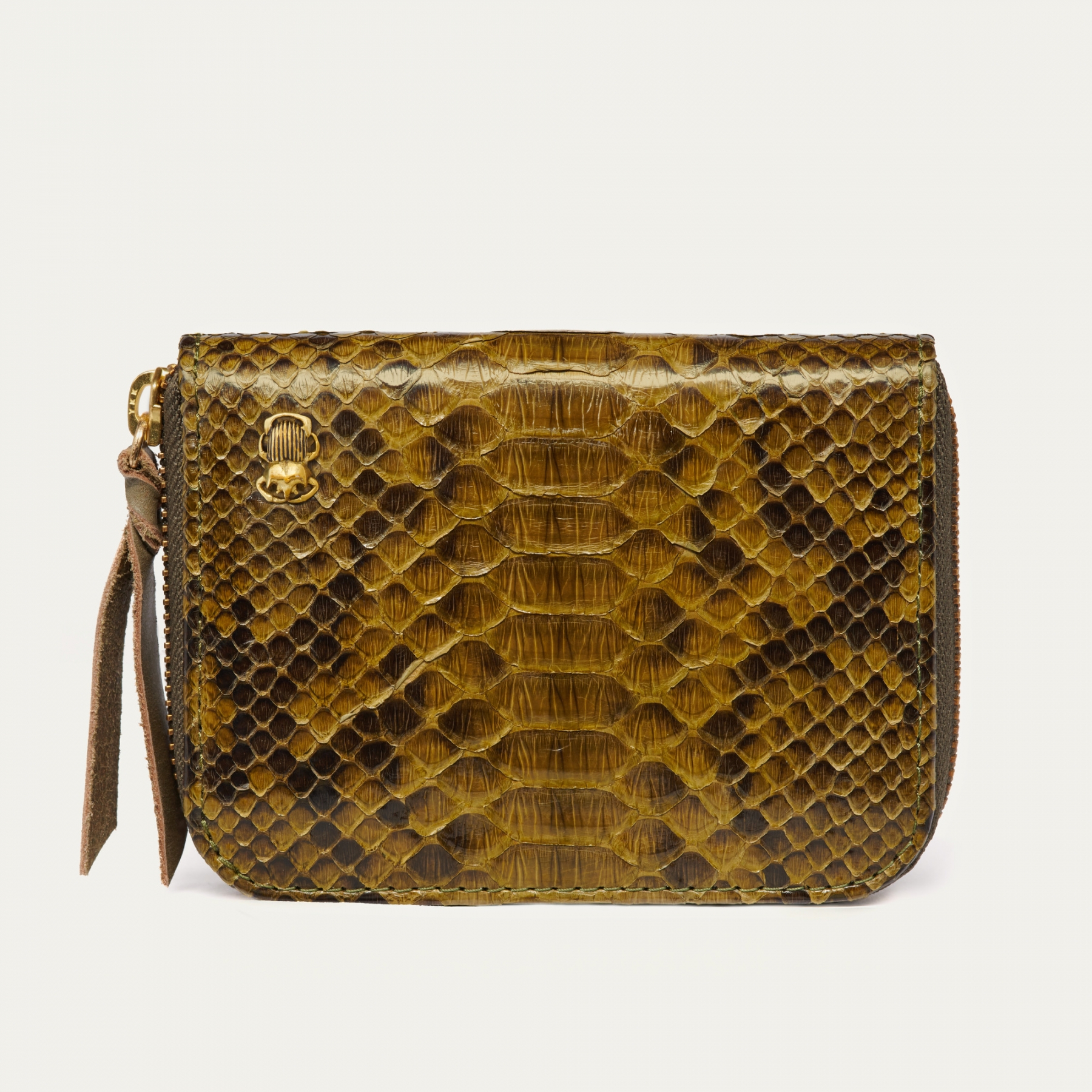 Dark Khaki Python Mini Bob Wallet