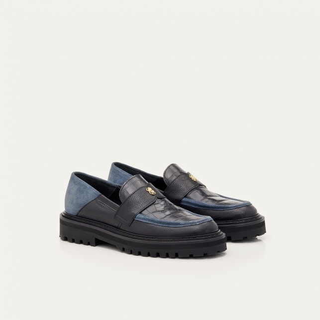 Mocassin Cuir Mia Noir Anthracite