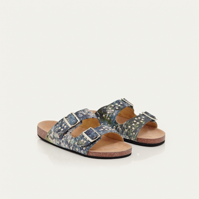 Kaki Mustard Lizard Odette Sandals