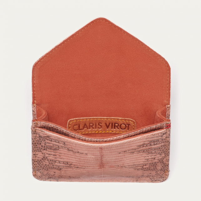 Porte Carte Lézard Alex Vieux Rose