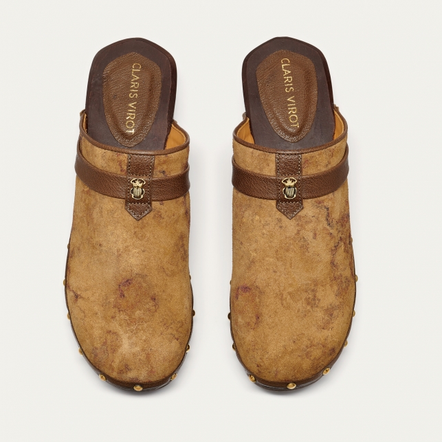 Sabot Arlette Cuir Kaki