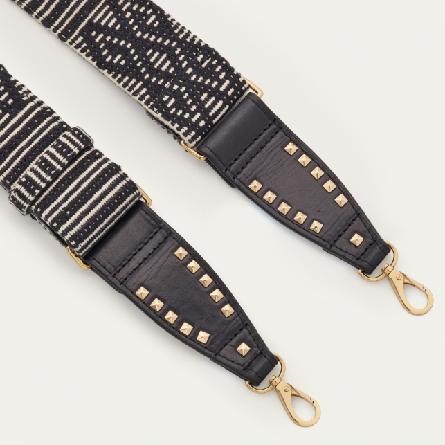 Bandoulière Tissée Noire Metallerie Or