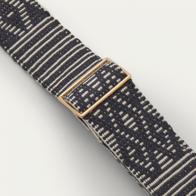 Black Leather Strap Woven Gold