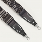 Bandoulière Tissé Cuir Noir Metallerie Argent