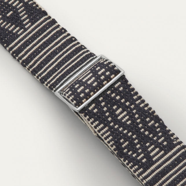 Bandoulière Tissé Cuir Noir Metallerie Argent
