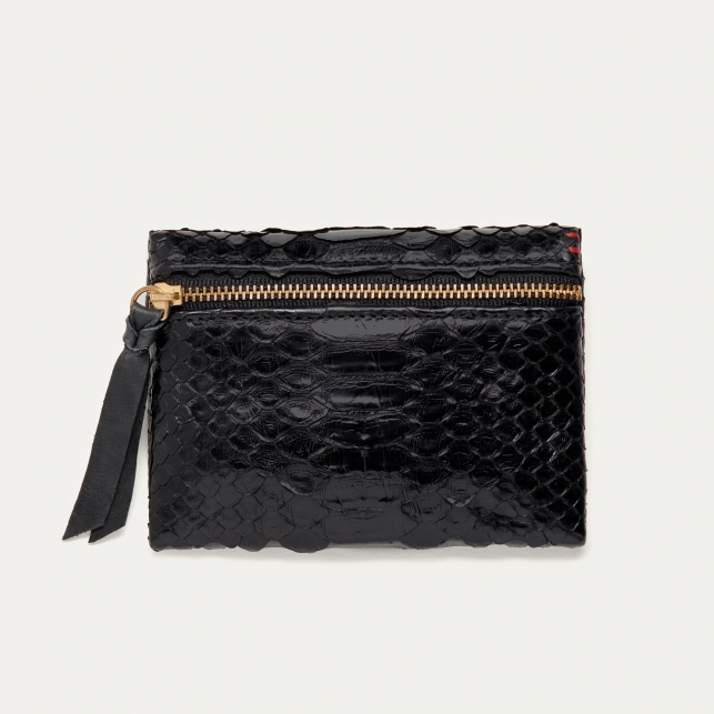 Porte Monnaie Python Olivia Noir 