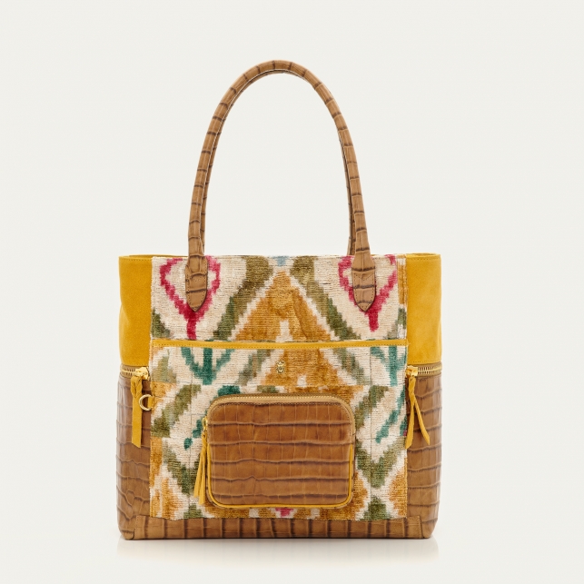 Rhomb Velvet Leather Hugo Tote Bag