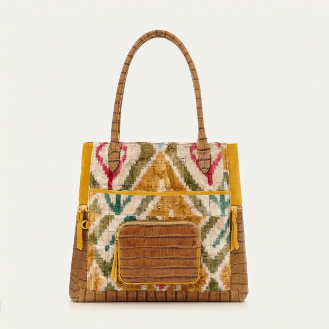 Rhomb Velvet Leather Hugo Tote Bag