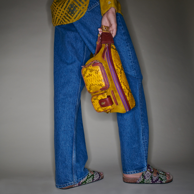Sac Banane Python Romeo Jaune Safran