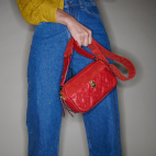 Sac Lily Cuir Rouge Vermillon