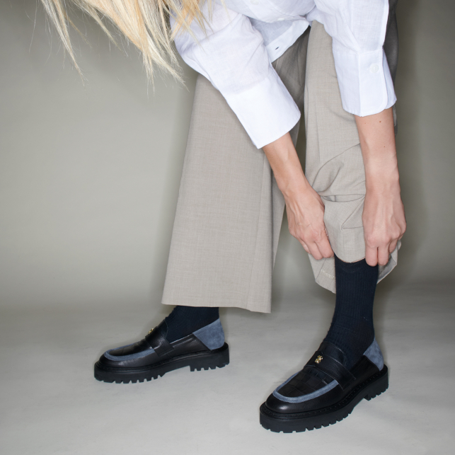 Mocassin Cuir Mia Noir Anthracite